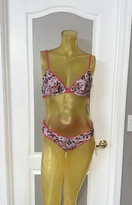 Maaji Bikini Size M Underwire Swimwear Top and Bottom Pink Floral Reversible - Image 1 of 4