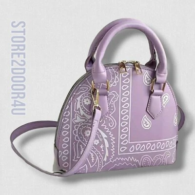 Cartera bandana de cuero sintético púrpura con estampado de cachemira Foto 1 de 3