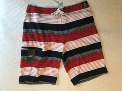 O'NEILL SHORTS SURF HOMBRE RAYAS ROJO/BLANCO Y AZUL TALLA:30 [NUEVO] Foto 1 de 4