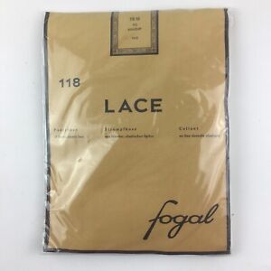 Fogal Women's Pantyhose Size Medium Lace #118 Cream Color Makeup Semi Opaque NEW