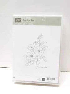 Sweetbriar Rose Flower Floral Stamp Stampin' Up Wood Mounted Rubber Stamp NEW - Picture 1 of 2