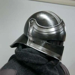 Blackened 18 Gauge Steel Medieval Darkknight Sallet Helmet - Picture 1 of 3