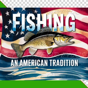 Patriotic Walleye Fishing 20 oz Bicchiere magro pressa pronto trasferimento sublimazione - Foto 1 di 2