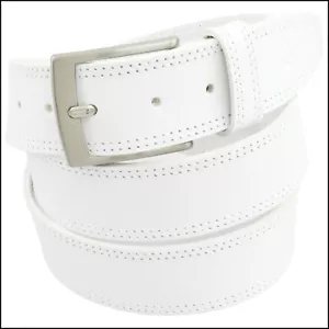 Cintura Uomo vera Pelle Bianca Cinta Donna in Cuoio Sportiva Casual di da 4 cm e - Foto 1 di 5