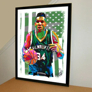 Giannis Antetokounmpo Bucks Basketball Sports Poster Print Wall Art 18x24 - Picture 1 of 6
