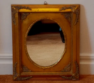 traumhafter Vintage Wand Spiegel Belgien Holz Glas gold rechteckig/oval 39x34 - Bild 1 von 4
