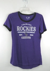 Womens MLB Colorado Rockies Short Sleeve Shirt Size S Purple NWT - Picture 1 of 5