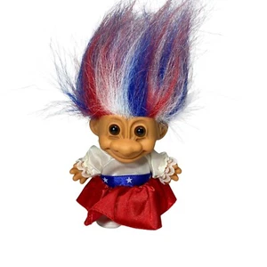 "Pelo Patriótico Troll Russ Vintage Rojo Blanco Azul 4"" EE. UU. América" - Imagen 1 de 4