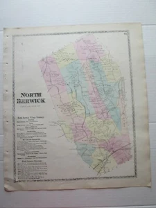 (1) "NORTH BERWICK" ME.1872 ORIGINAL MAP, YORK COUNTY ATLAS, SANFORD, EVERTS CO. - Picture 1 of 5