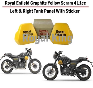 Royal Enfield "Graphite Yellow Scram 411" "Side Tank Panel With Decal" LH & RH - Picture 1 of 9