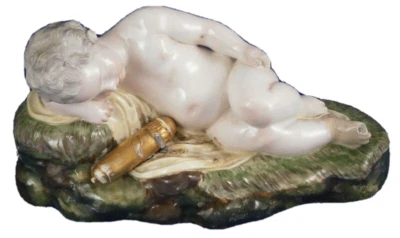 Figura de porcelana amor durmiente rara del siglo XVIII figura de porcelana máxima Foto 1 de 4