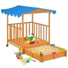 NNEVL Kids Playhouse with Sandbox Fir Wood Blue UV50