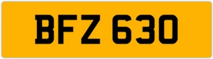BFZ 630 B 3x3 DATELESS PRIVATE NUMBER PLATE BEC BEK BRY BEN BOB BAZ BIL BAS BON - Picture 1 of 1