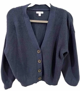 Lauren Conrad Women's Blue Shaker Cottage Knit Button Down Cardigan Size Medium - Picture 1 of 4