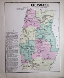 1871 Plat Map ~ CORNWALL Township, ADDISON Co., VERMONT ~ Free S&H - Picture 1 of 8