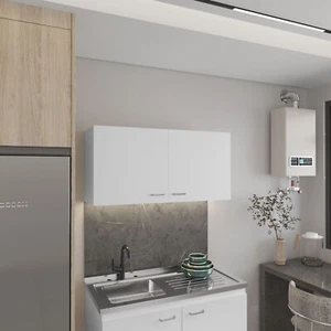 Napoles Wall Cabinet Two Shelves Double Door -White - Picture 1 of 6