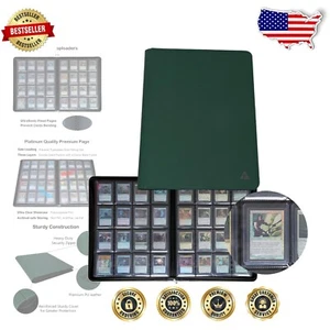 Elegant Forest Green 16-Pocket Binder for Secure Card Storage - 512 Toploaders - Picture 1 of 11