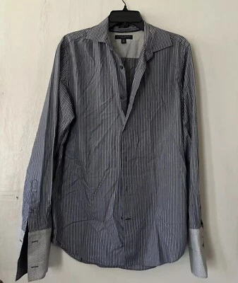 Banana Republic Dress Shirt Slim Fit Striped Fitted Woven In Italy French Size M - Image 1 of 4