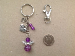 Handmade Guardian Angel GODMOTHER Bag Charm Keyring, Christening gift - Picture 1 of 8