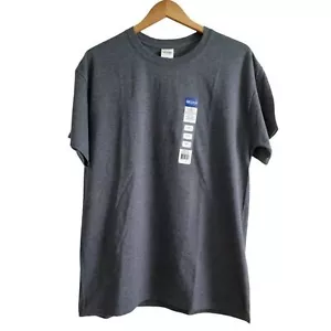 Gildan's Solid Grey Preshrunk Crewneck Short Sleeve 100% Cotton Men's Tee NWT - Picture 1 of 4