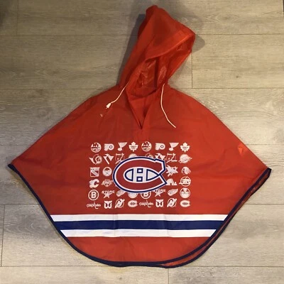 Montreal Canadiens Pullover Abrigo de Lluvia Poncho Hockey Logotipos 1993 Rojo/Azul NHL De Colección Foto 1 de 4
