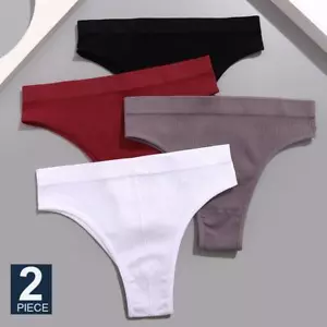 High Waist Panties - Solid Color Seamless Underwear Women Briefs Underpants 2pcs - Picture 1 of 45