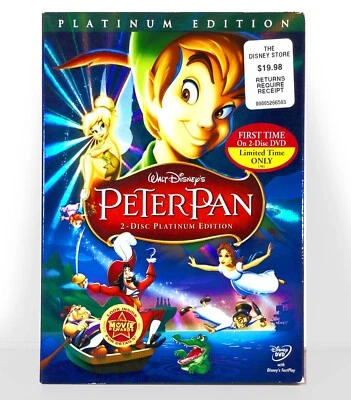 Walt Disney's - Peter Pan (2-Disc DVD, 1953, Platinum Ed) Like New w/ Slip ! - Image 1 of 4