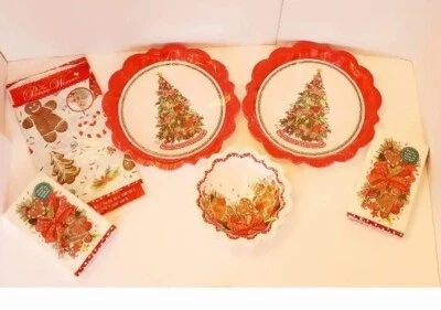 Paquete de 28 platos de papel, 48 servilletas y 2 manteles de Navidad para mujer pionera  Foto 1 de 4