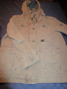 NWT $150 LEVIS WOMENS ZIP/BUTTON FRONT HOODED QUILT LINED JACKET COAT GRAY XL - Picture 1 of 4