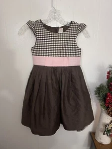 Gymboree  7 plaid dress brown and pink silk lined sleeveless - Picture 1 of 4