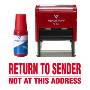 Return To Sender Not At This Address Self Inking Rubber Stamp Combo With Refill - Picture 1 of 10