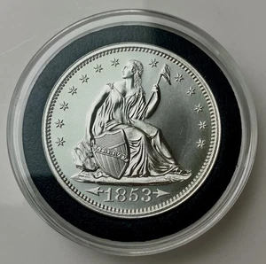 INTAGLIO MINT 1853 SEATED LIBERTY ARROWS & RAYS TRIBUTE – 2 TROY OUNCE – 39MM - Picture 1 of 5