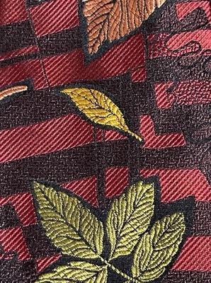 Christian Lacroix Silk Tie Red Autumn Leaf Pattern Men’s T41 - Image 1 of 4