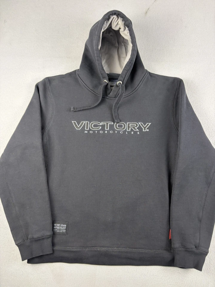 Sudadera Victory Motorcycles Para Hombre Talla Mediana Negra Pullover Sudadera con Capucha Motociclista Foto 1 de 4