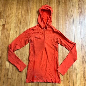 Athleta Hoodie Womens Medium Twist Half Zip Shirt Orange Compression  - Picture 1 of 8