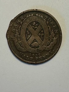 COLLECTABLE 1837 CANADA Half Penny Coin - Imagen 1 de 2