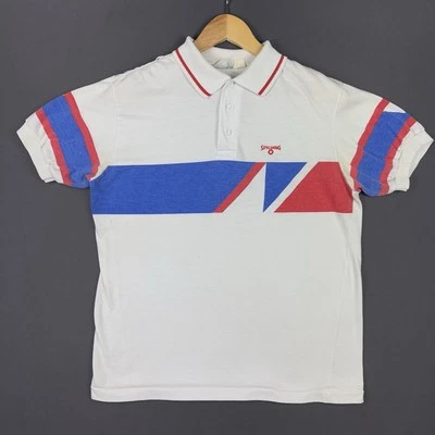 Vintage 90's Spalding Sports Polo Collared Shirt Rare Promo Blue Red White Tee - Image 1 of 4