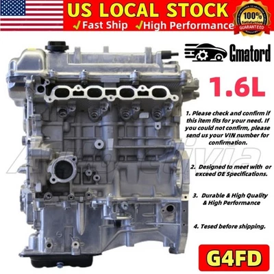 G4FD Engine Assembly Long Block For Hyundai Kia Rio Soul 1.6L 1591CC GAS 2012-19 Foto 1 de 4