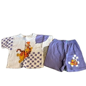 Disney Winnie the Pooh Conjunto de Camisa y Pantalones Cortos Tigger Púrpura Blanco 18 Mos Conjunto - Imagen 1 de 7