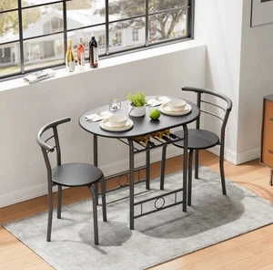 3-Piece Dining Table And Chair Set For 2 People Bistro Set Outdoor Balcony Set - Picture 1 of 8