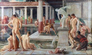 ALBERT HERTER THE ROMAN BATHS REALISM ART GICLEE PRINT FINE CANVAS - Picture 1 of 3
