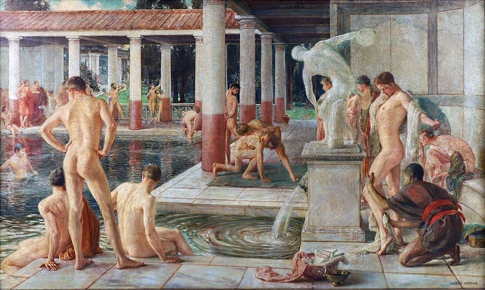 ALBERT HERTER LOS BAÑOS ROMANOS REALISMO ARTE IMPRESIÓN GICLEE LIENZO FINO Foto 1 de 1