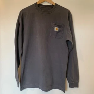 Carhartt T-Shirt Mens Size S Grey Work Wear 100% Cotton Long Sleeved - Picture 1 of 15