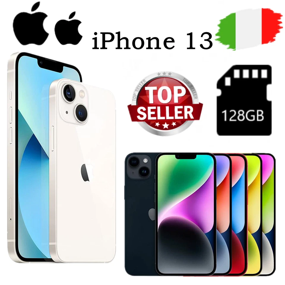 NUOVO Apple iPhone 13 - 128GB -Blu Bianco Rosso Rosa(Sbloccato) ✔️Originale - Immagine 1 di 4