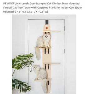 MEWOOFUN Scaffali da arrampicata per gatti a 4 livelli con moquette Paltform - Foto 1 di 6