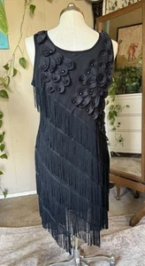Fabulous vestido negro con flecos, talla XXL - Imagen 1 de 8
