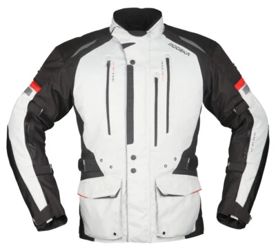 Modeka Striker 2 Herren Motorrad Jacke wasserdicht Textil hellgrau-schwarz - Bild 1 von 4