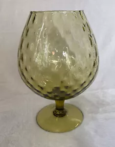 VTG MCM Glass Brandy Snifter Pedestal Vase Avocado Green Optic 8 1/2" - Picture 1 of 6
