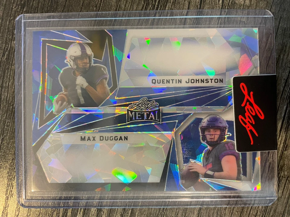 2023 Leaf Metal Quentin Johnston/Max Duggan Dual Blue Unsigned Proof One of One - Image 1 of 2