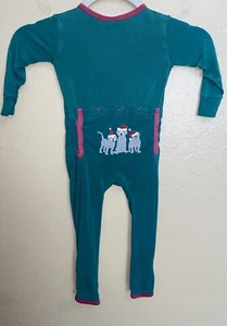 Kickee Pants Coverall Pajamas Bamboo 18-24 mo Green Holiday Dogs Zip Footless - Picture 1 of 6